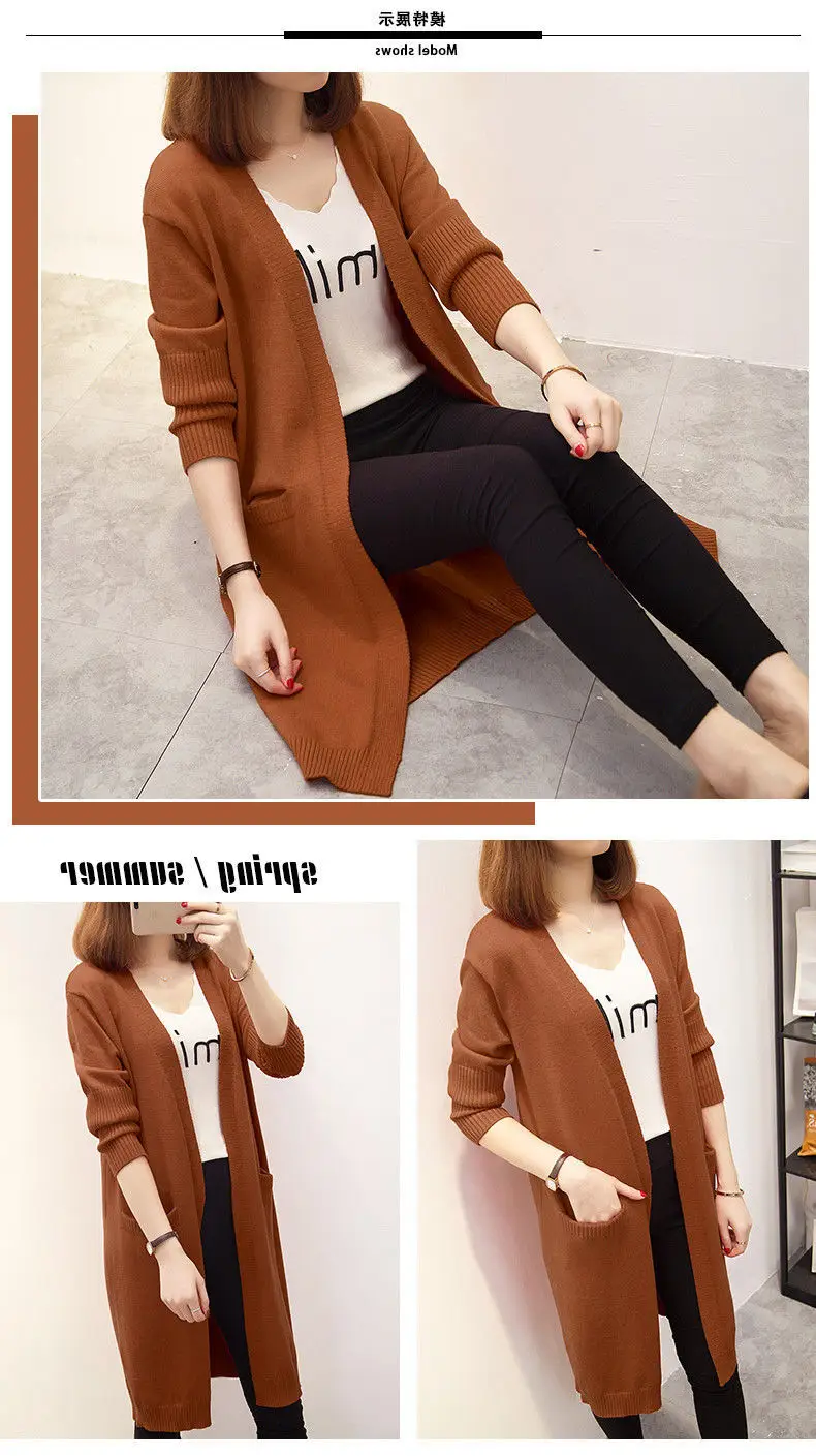 Women's Red Korean Style Mid-Length Cardigan Coat — feature 4