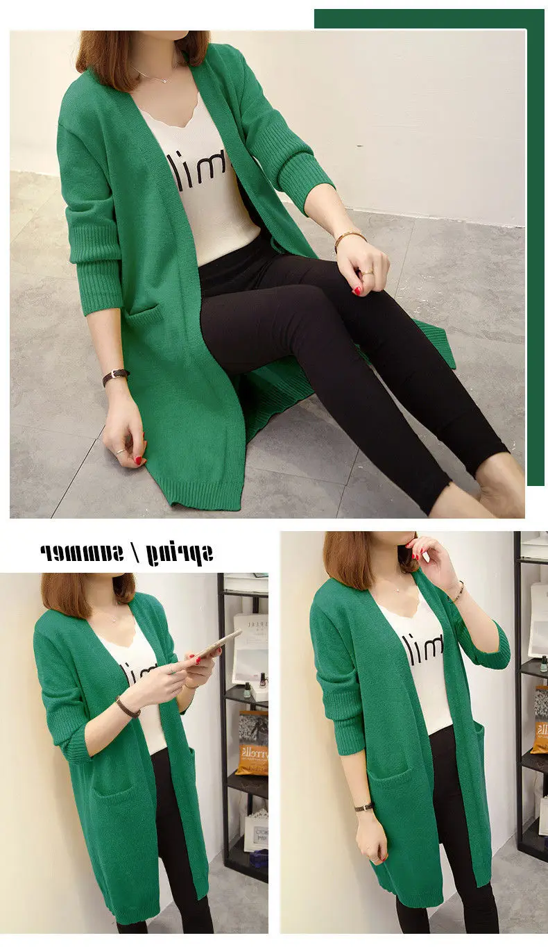 Women's Red Korean Style Mid-Length Cardigan Coat — feature 5
