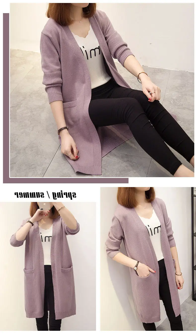 Women's Red Korean Style Mid-Length Cardigan Coat — feature 6