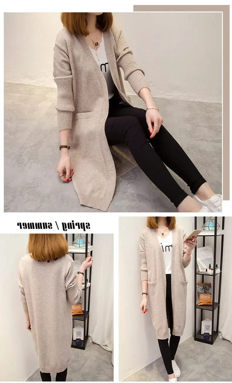 Women's Red Korean Style Mid-Length Cardigan Coat — feature 7