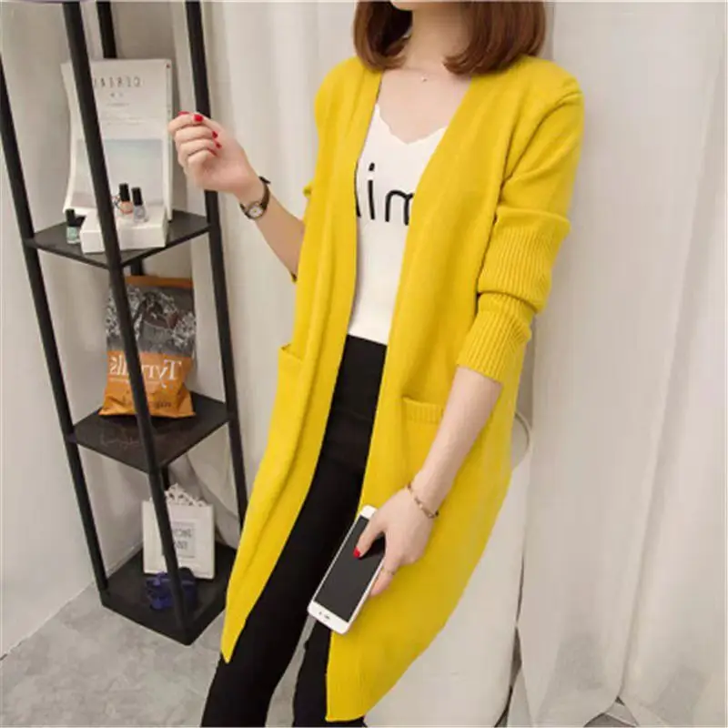 Women's Red Korean Style Mid-Length Cardigan Coat