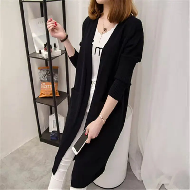 Women's Red Korean Style Mid-Length Cardigan Coat