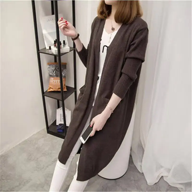 Women's Red Korean Style Mid-Length Cardigan Coat