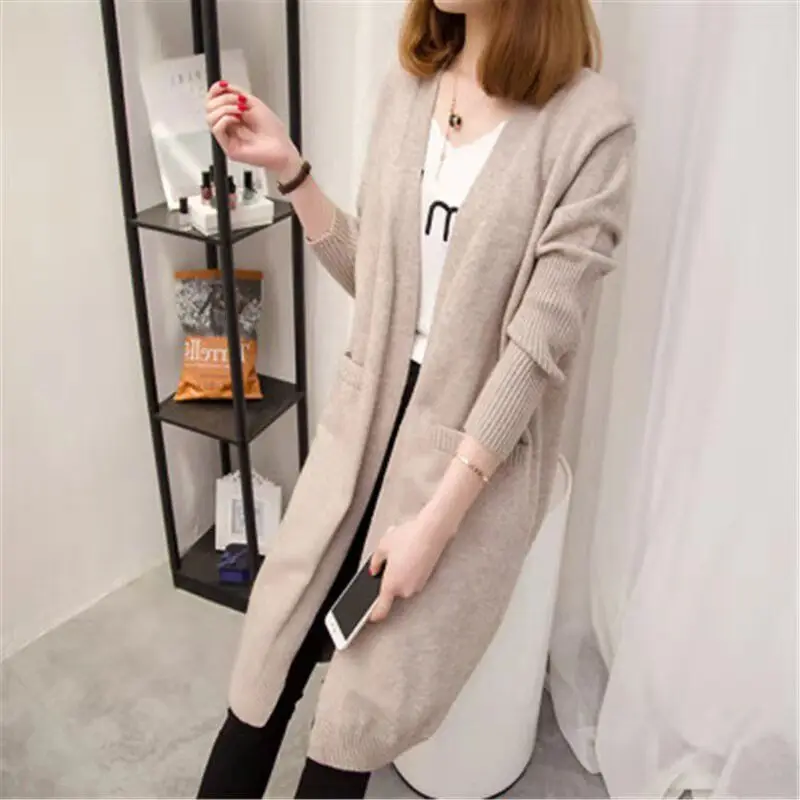 Women's Red Korean Style Mid-Length Cardigan Coat