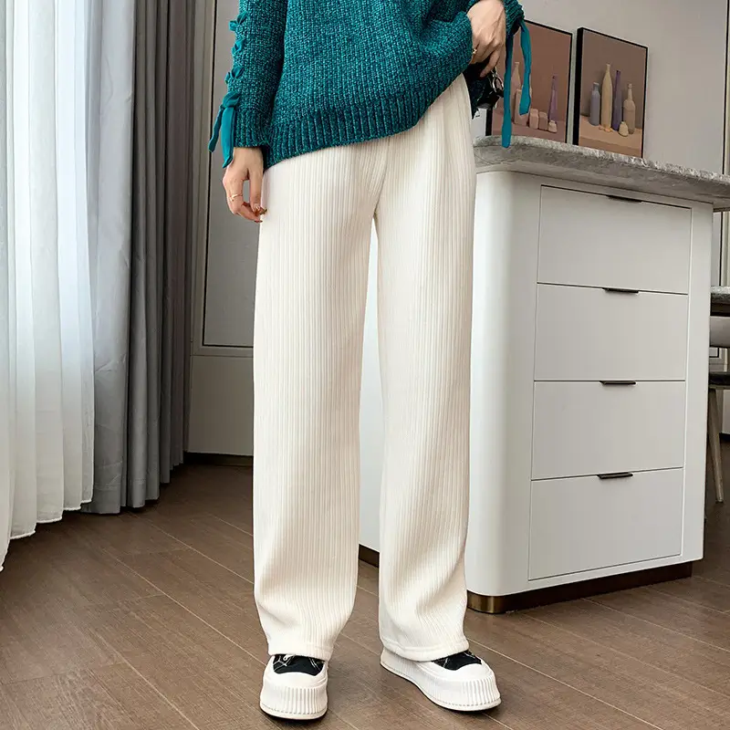 Women Fleece-lined Wide-leg Pants 2023 Winter - Image 8