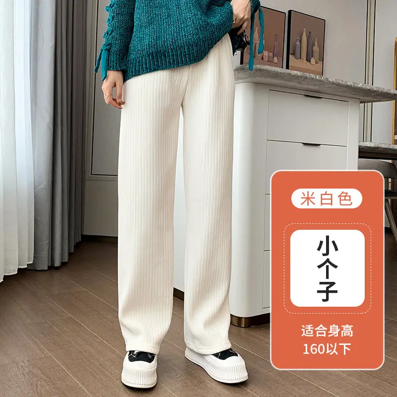 Women Fleece-lined Wide-leg Pants 2023 Winter - Image 3