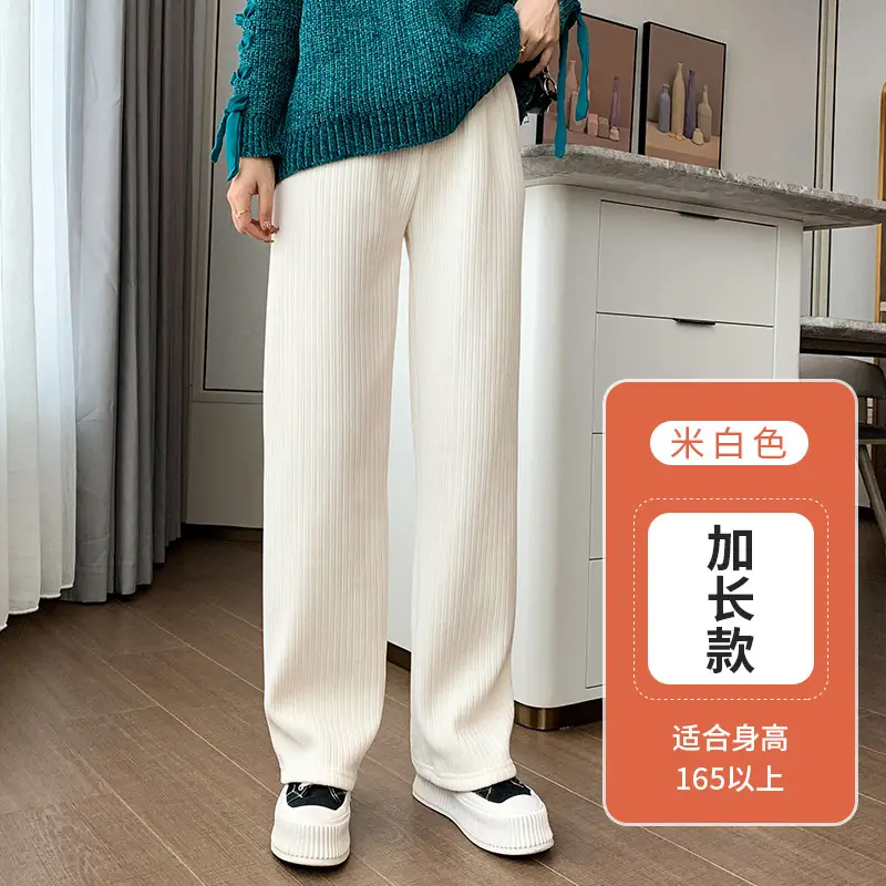 Women Fleece-lined Wide-leg Pants 2023 Winter - Image 5