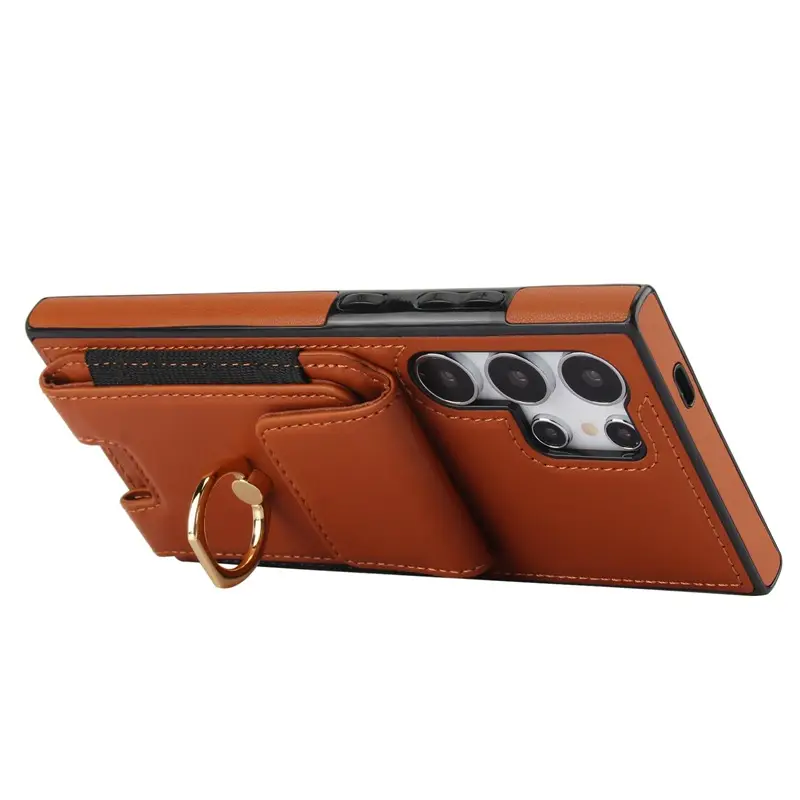 Pink Leather Mobile Phone Case with Elastic Buckle & Card Slots - Image 11