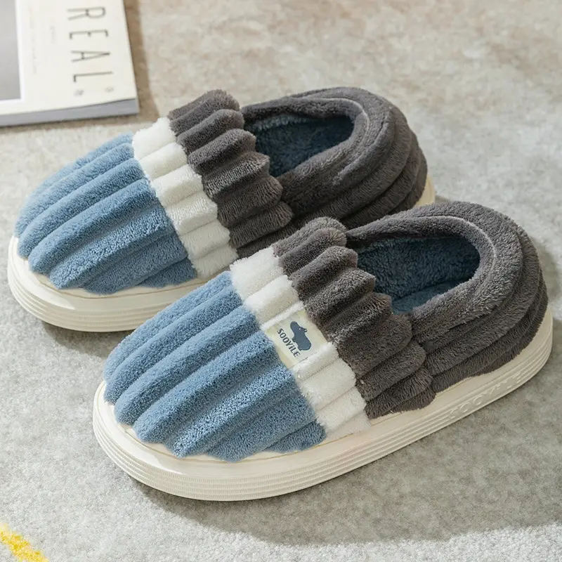New All-inclusive Cotton Slippers for Women Warm Indoor Home Daily Couple Home Winter Comfortable Plush Men - Image 3