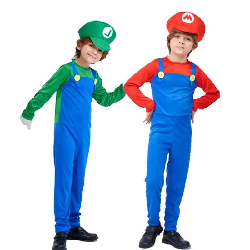 Girls Girl's Overalls Set Green Blue Kids Costume - Image 10