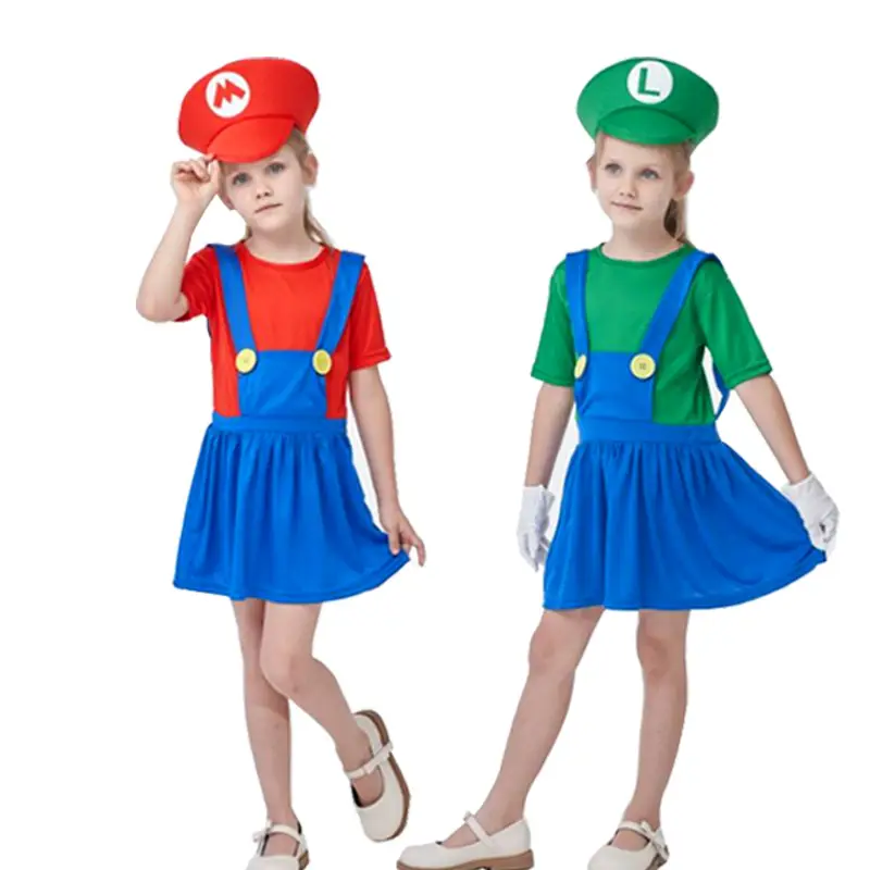Girls Girl's Overalls Set Green Blue Kids Costume - Image 11