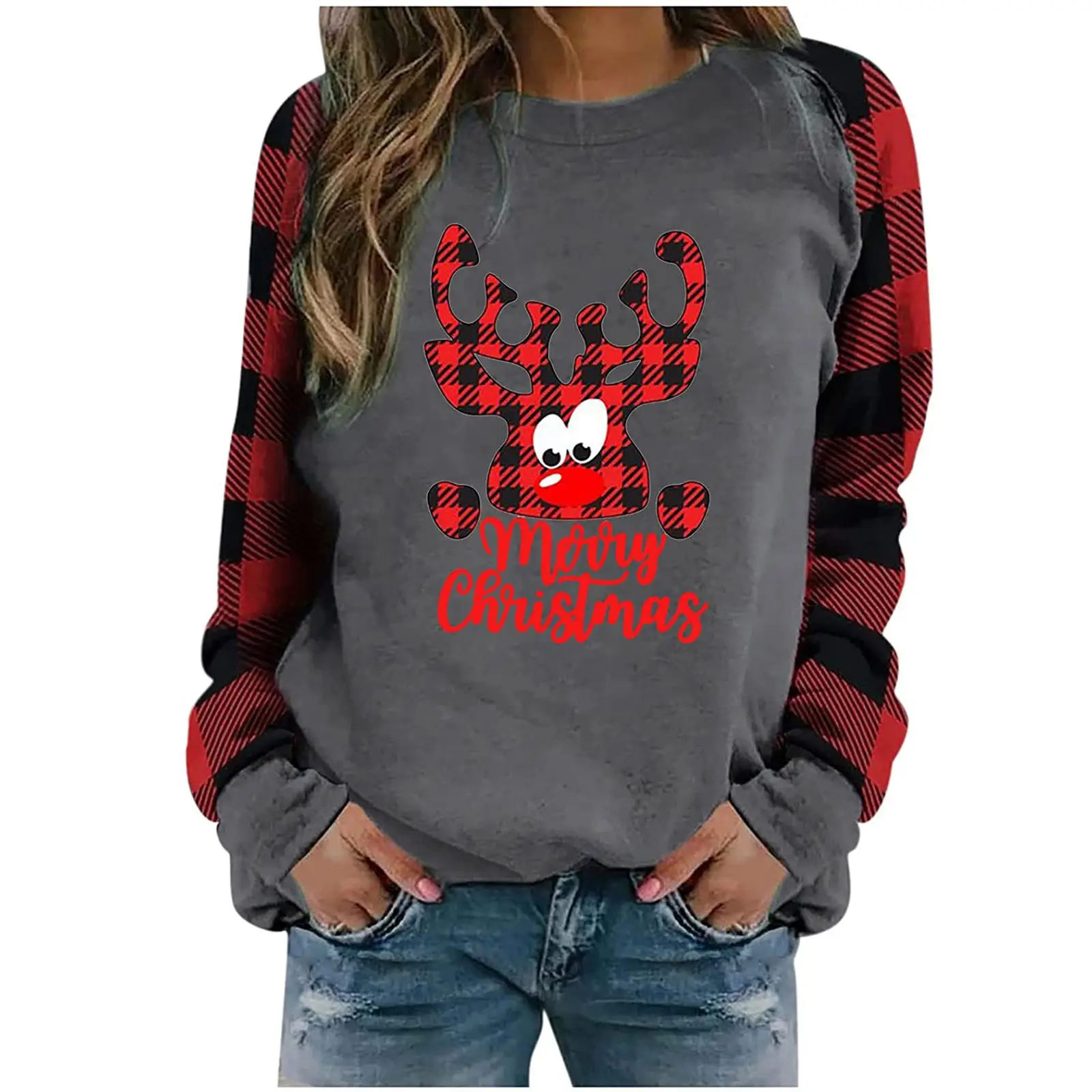 2022 Christmas Crewneck Pullover with Santa Hat Print - Image 3
