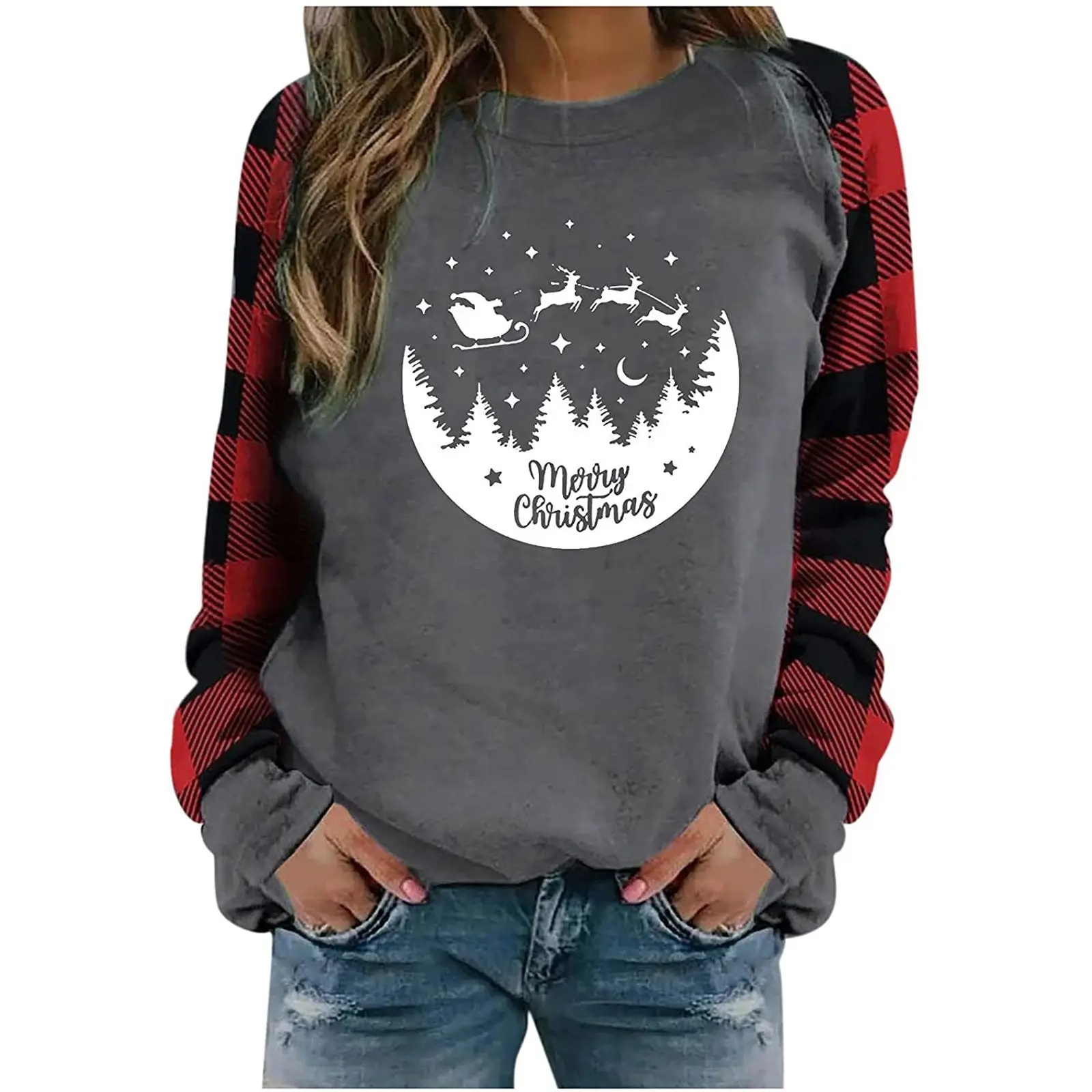 2022 Christmas Crewneck Pullover with Santa Hat Print - Image 4