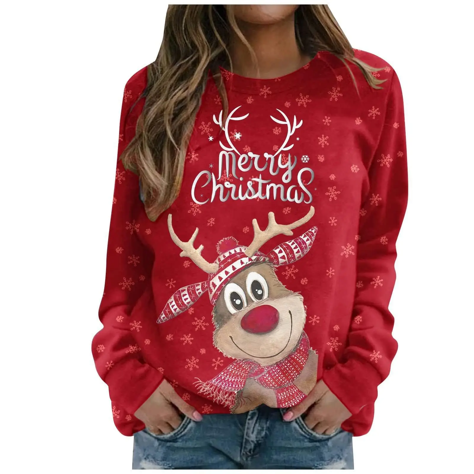 2022 Christmas Crewneck Pullover with Santa Hat Print - Image 12