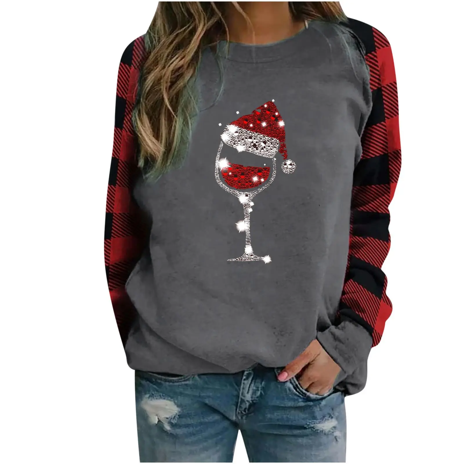 2022 Christmas Crewneck Pullover with Santa Hat Print - Image 6