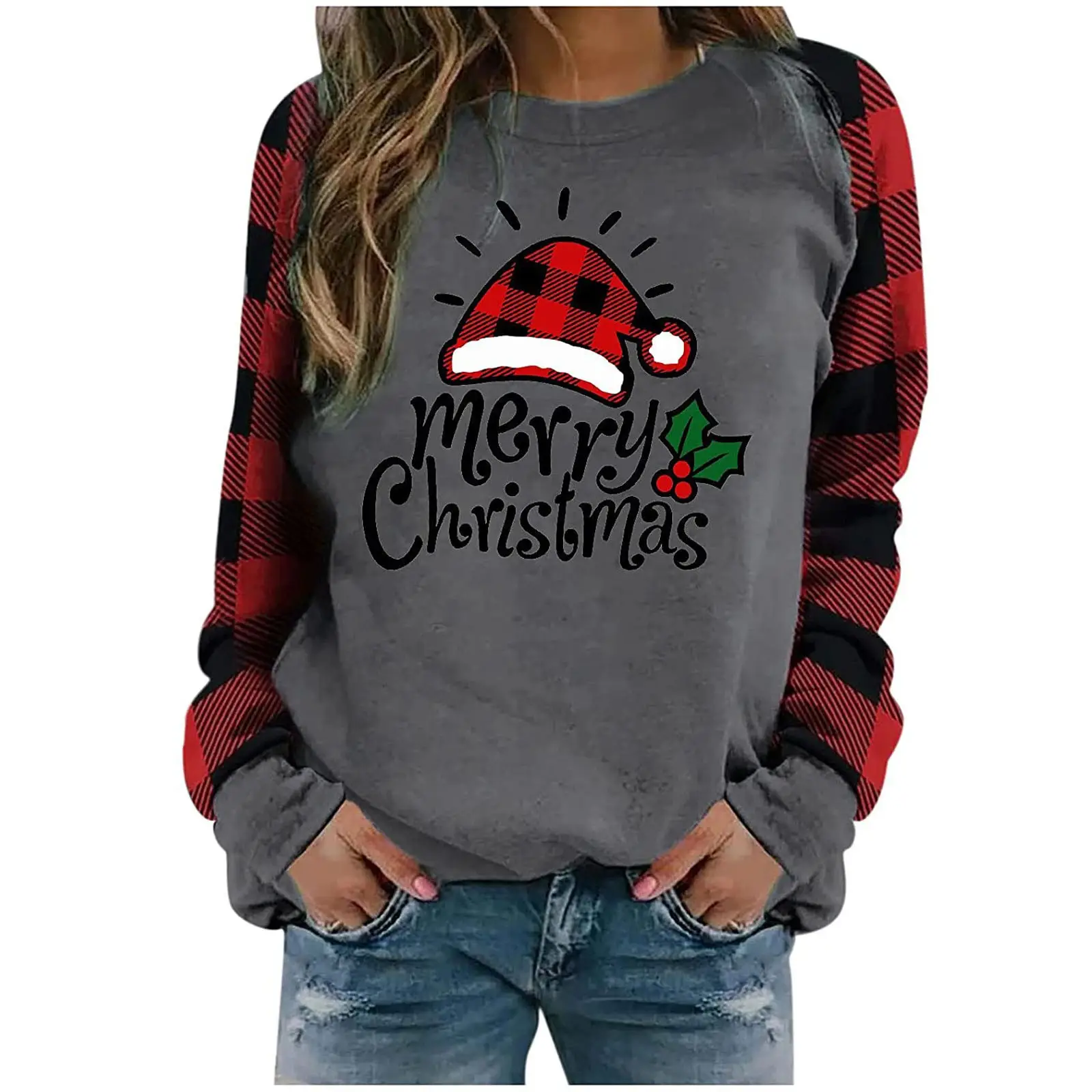 2022 Christmas Crewneck Pullover with Santa Hat Print - Image 9