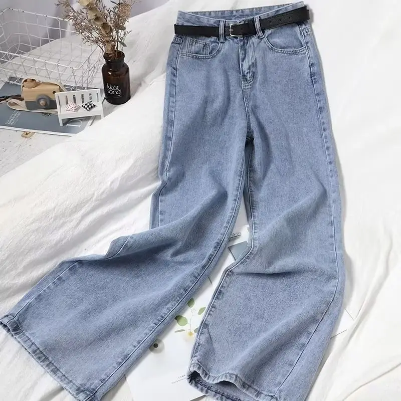 Dark Blue K-Style Loose Jeans Women High Waist