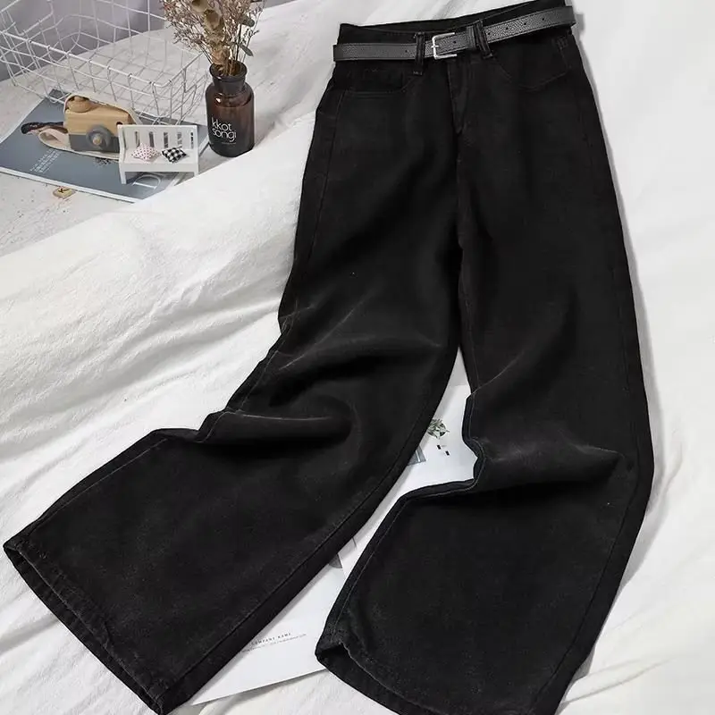 Dark Blue K-Style Loose Jeans Women High Waist