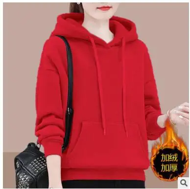 Women Red Velvet Hoodie Large Winter Warm - Image 7