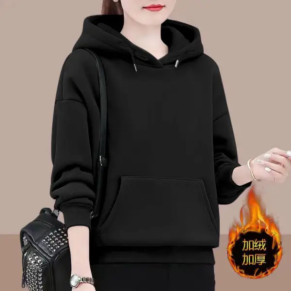 Women Red Velvet Hoodie Large Winter Warm — feature 4