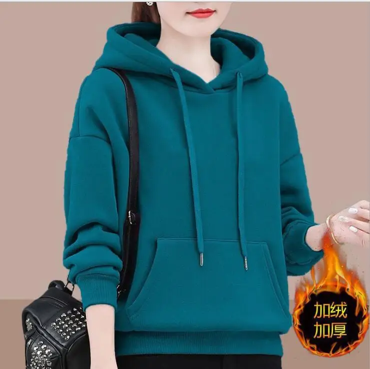 Women Red Velvet Hoodie Large Winter Warm — feature 6