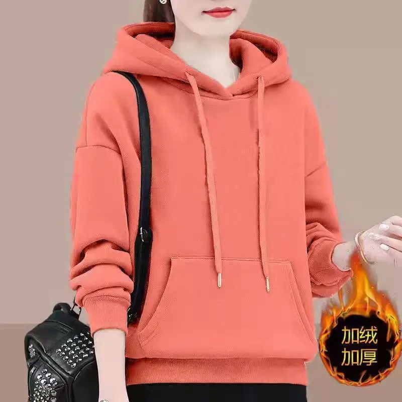 Women Red Velvet Hoodie Large Winter Warm — feature 7