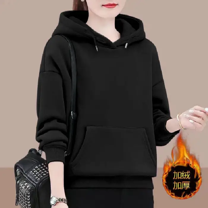 Women Red Velvet Hoodie Large Winter Warm - Image 2