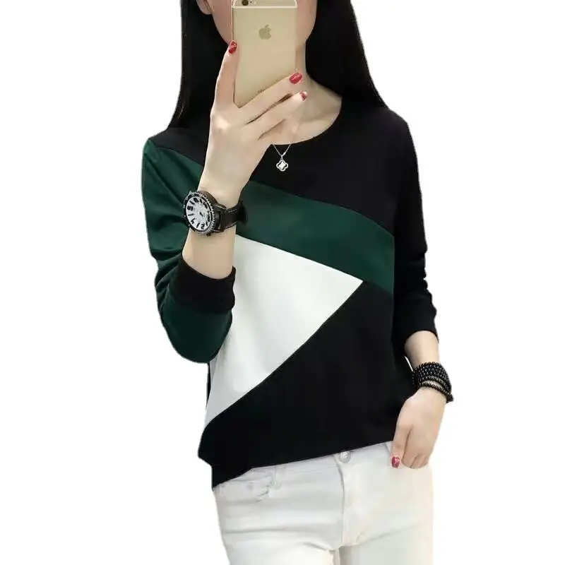 Fleece Long Sleeve T-Shirt Women Black Brown White 2021 Winter - Image 13