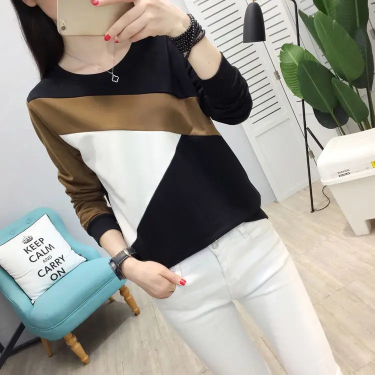 Fleece Long Sleeve T-Shirt Women Black Brown White 2021 Winter — feature 13