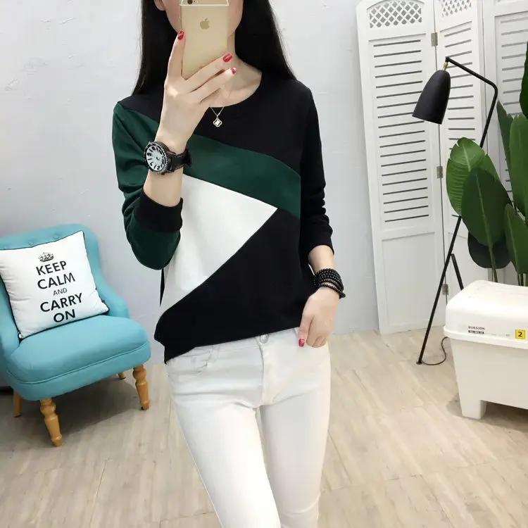Fleece Long Sleeve T-Shirt Women Black Brown White 2021 Winter — feature 3