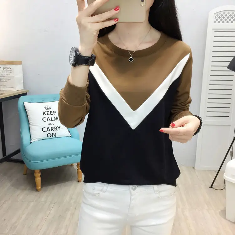 Fleece Long Sleeve T-Shirt Women Black Brown White 2021 Winter — feature 7