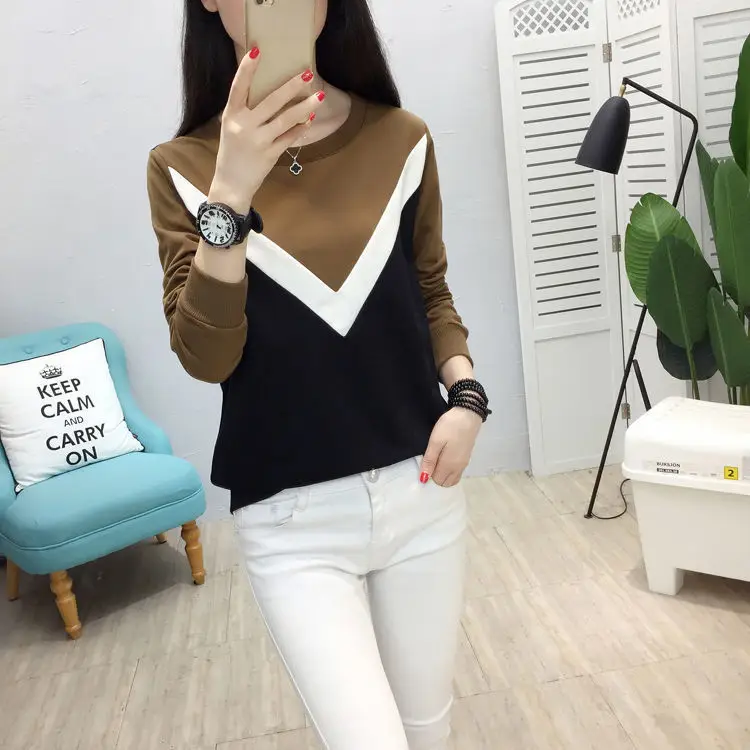 Fleece Long Sleeve T-Shirt Women Black Brown White 2021 Winter — feature 9