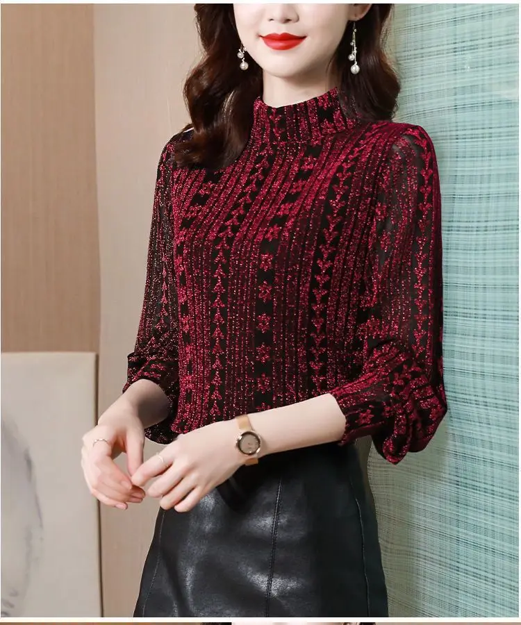Women Korean Long Sleeve T-Shirt with Thin Fleece Base — feature 14