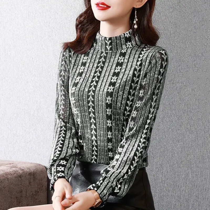 Women Korean Long Sleeve T-Shirt with Thin Fleece Base — feature 16