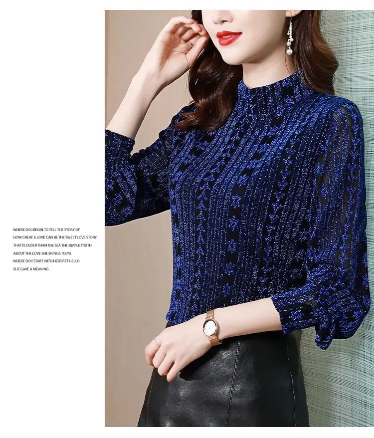 Women Korean Long Sleeve T-Shirt with Thin Fleece Base — feature 5