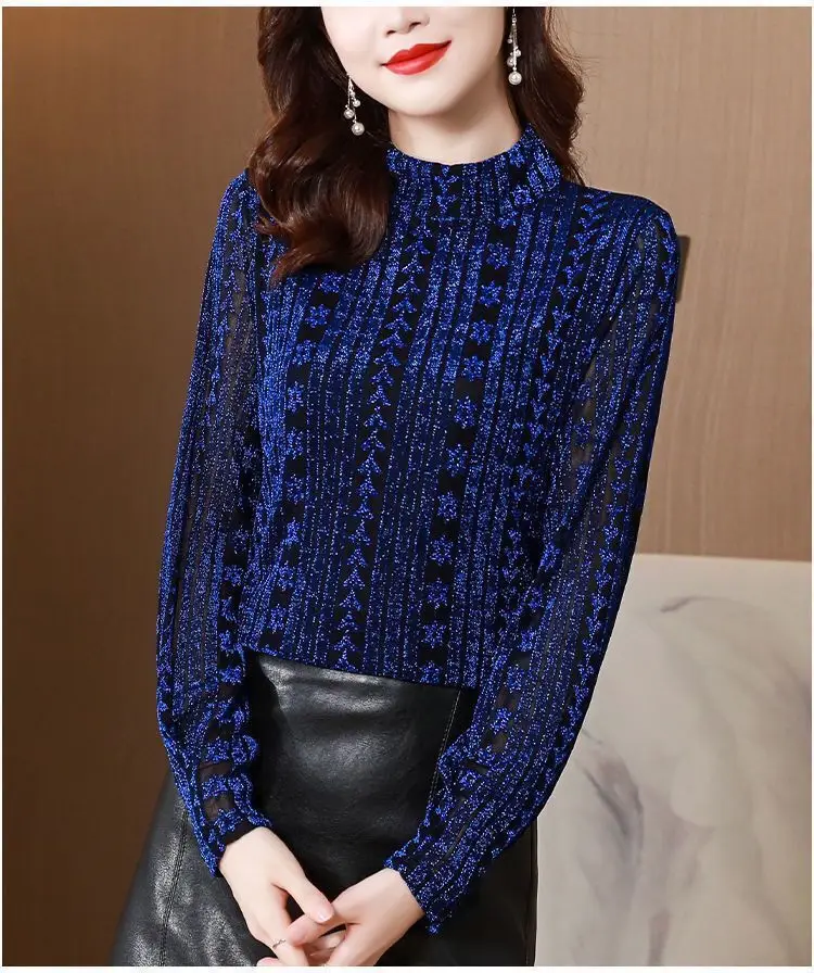 Women Korean Long Sleeve T-Shirt with Thin Fleece Base — feature 6