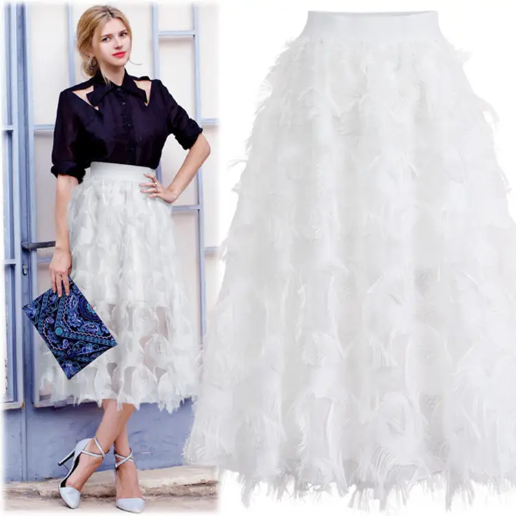 Black A-Line Tulle Skirt with Elastic Waist — feature 2