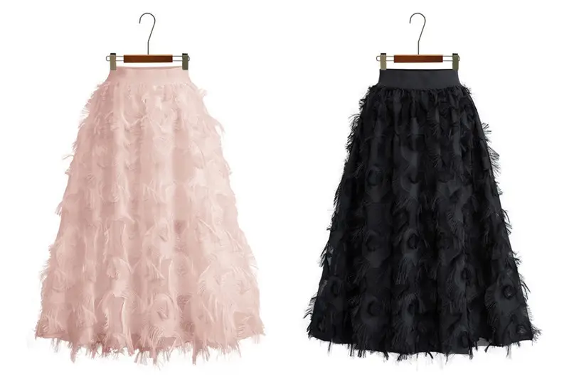 Black A-Line Tulle Skirt with Elastic Waist — feature 7