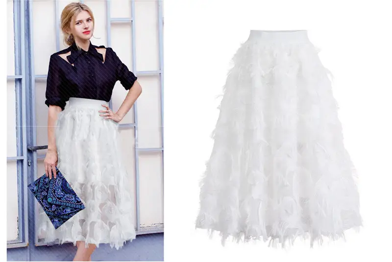 Black A-Line Tulle Skirt with Elastic Waist — feature 8