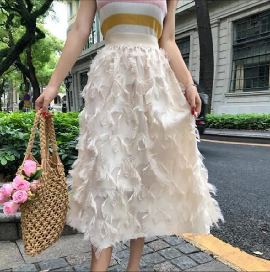 Black A-Line Tulle Skirt with Elastic Waist