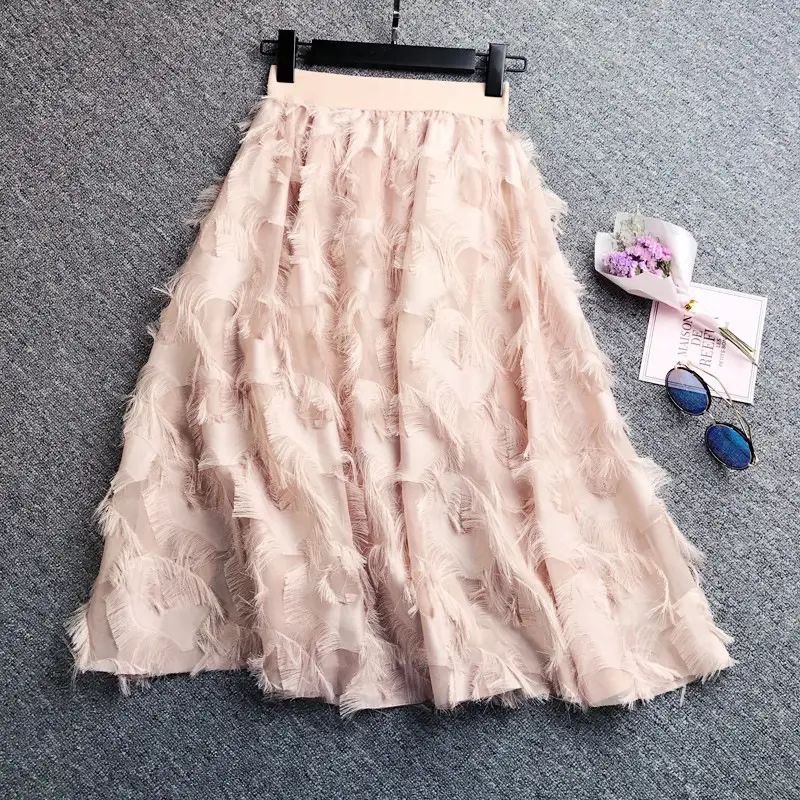 Black A-Line Tulle Skirt with Elastic Waist