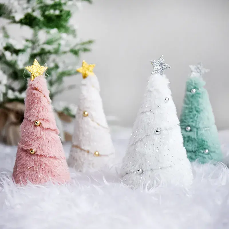 White Faux Pine Christmas Tree Decoration 18cm - Image 20