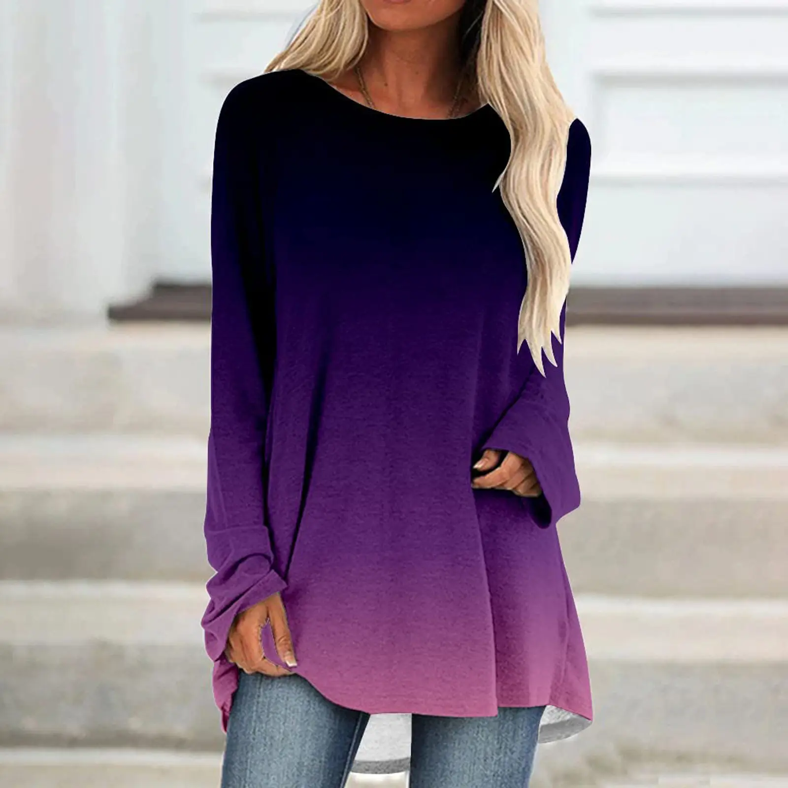 Women Maroon V-Neck Loose Midi T-Shirt Large - Image 7