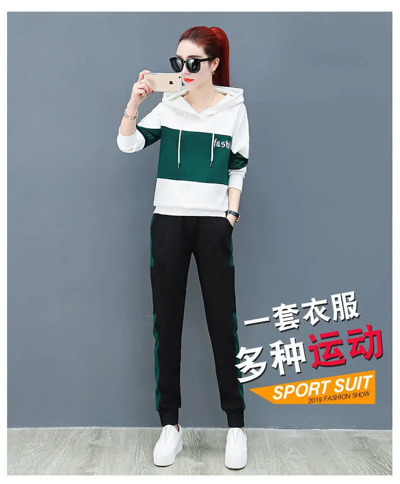 Women Running Hoodie Set Black Red Plus Size Casual Korean Style — feature 16