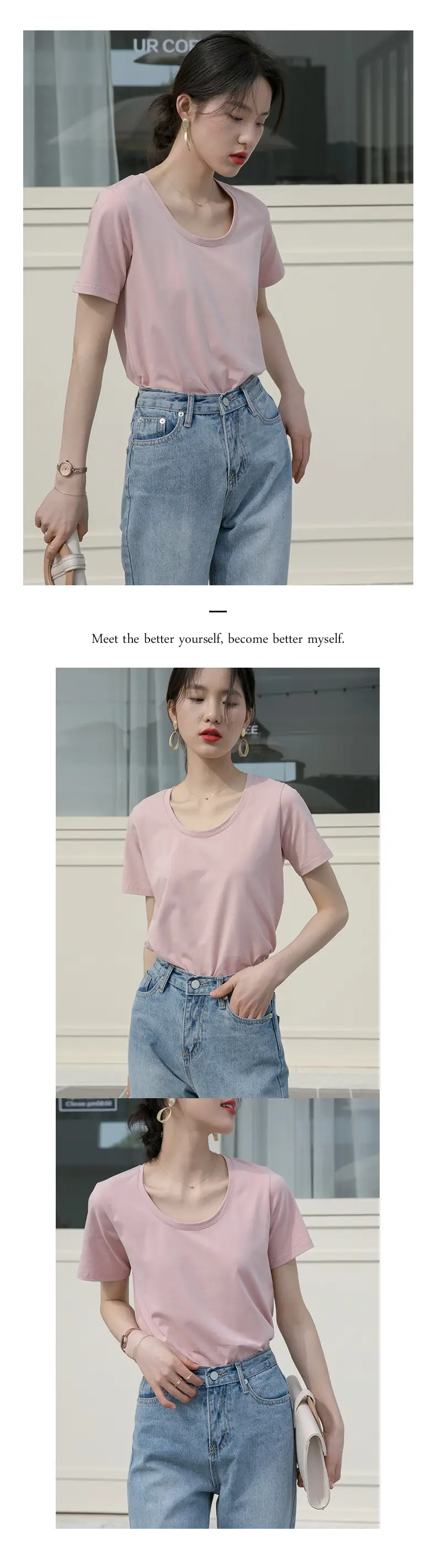 Women V-Neck Cotton T-Shirt 230g Loose Summer — feature 24