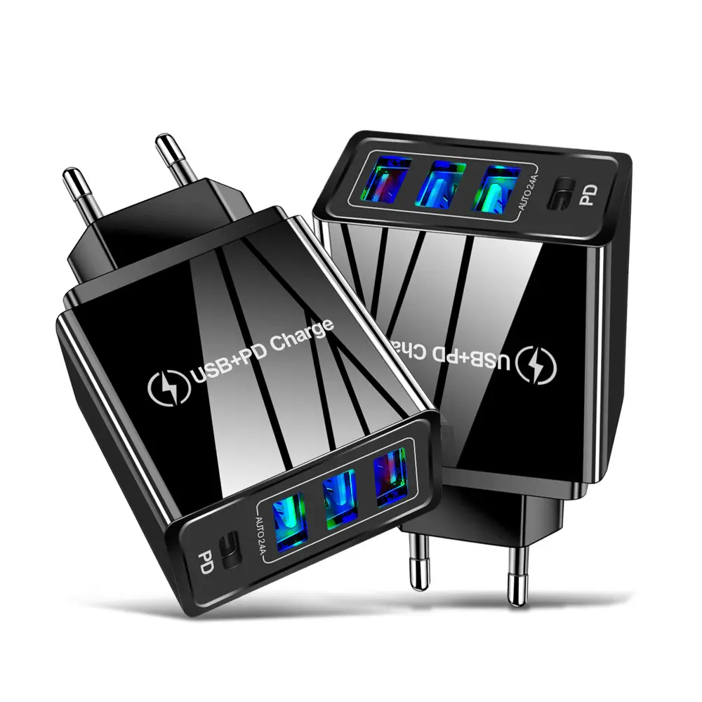 3 USB + PD Type-C Travel Charger for Mobile Phones