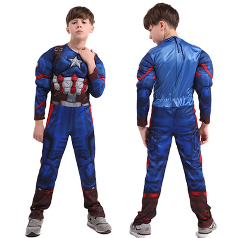 Kids Captain America Suit Blue Black Halloween - Image 15