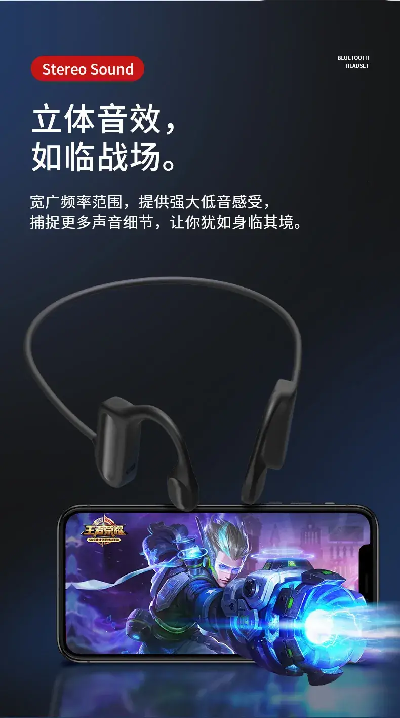 Non-In-Ear Bone Conduction Bluetooth Headset Blue — feature 18