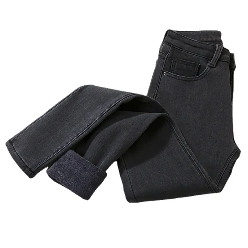 Fleece Lined Women Jeans Blue Slimming 2021 - Image 9