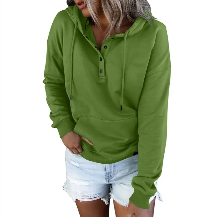 Women's Long Sleeve Hooded Pullover Beige Loose Fit — feature 6